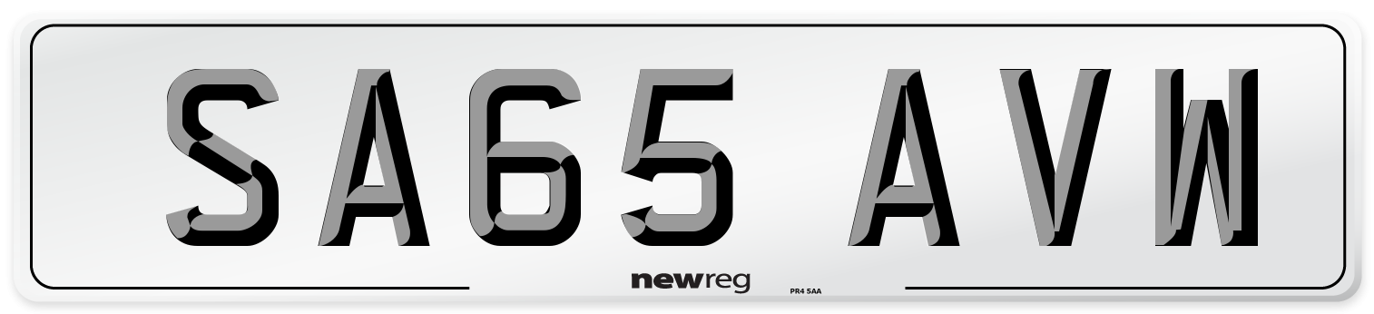 SA65 AVW Number Plate from New Reg